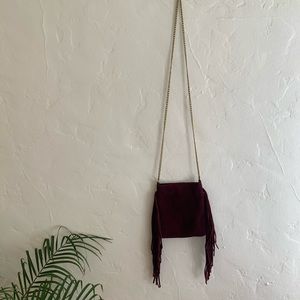 SUEDE CROSSBODY WITH TASSELS